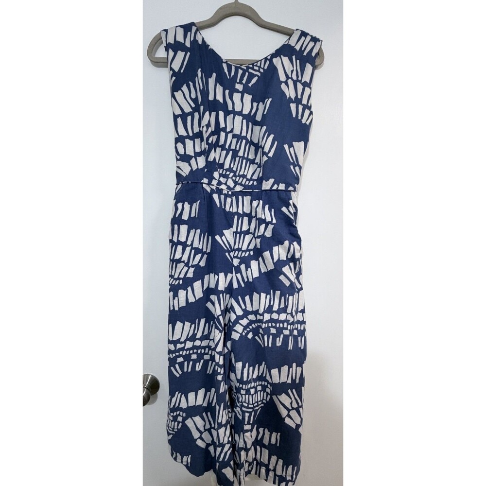 Anthropologie COREY LYNN CALTER "In a Day" Blue White Sleeveless Jumpsuit -Sz S
